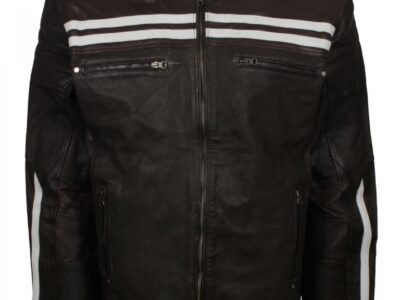 white stripe leather jacket