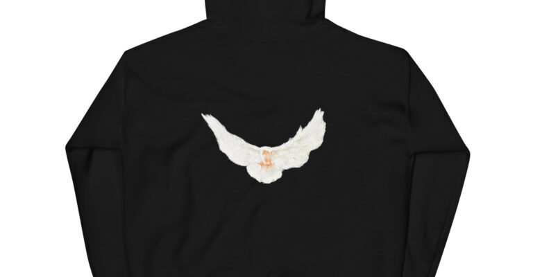 Peace Dove Printed Gap Hoodie Black