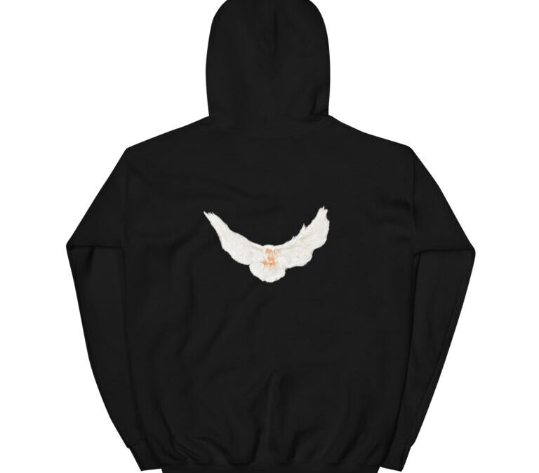 Peace Dove Printed Gap Hoodie Black