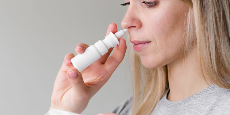 When applying povidone-iodine nasal spray, the solution coats the nasal mucosa, where it comes into direct contact with microorganisms