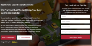 real estate lead generation with aajneeti instant quote page